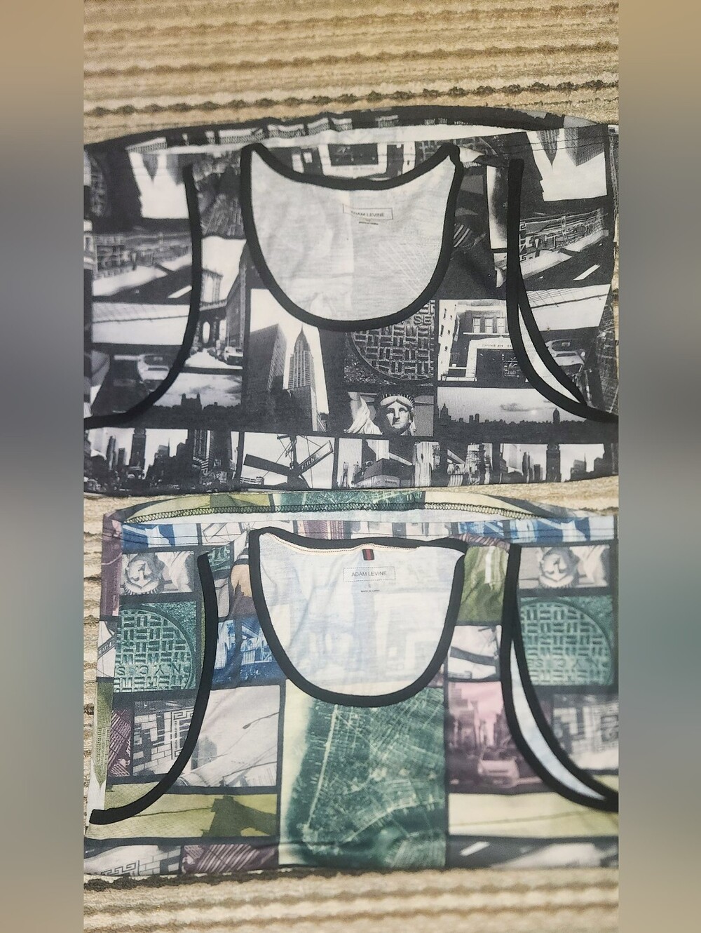 Adam Levine Black & White Graphic Scoop Neck Tank